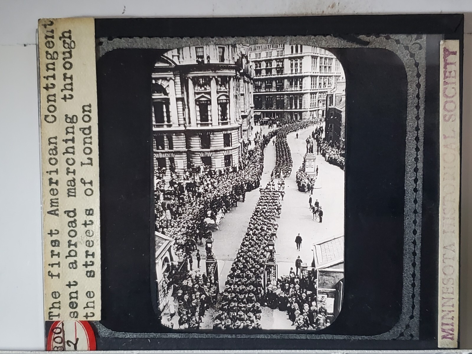 WWI, American Contingent Marching Through London, Magic Lantern Glass Slide