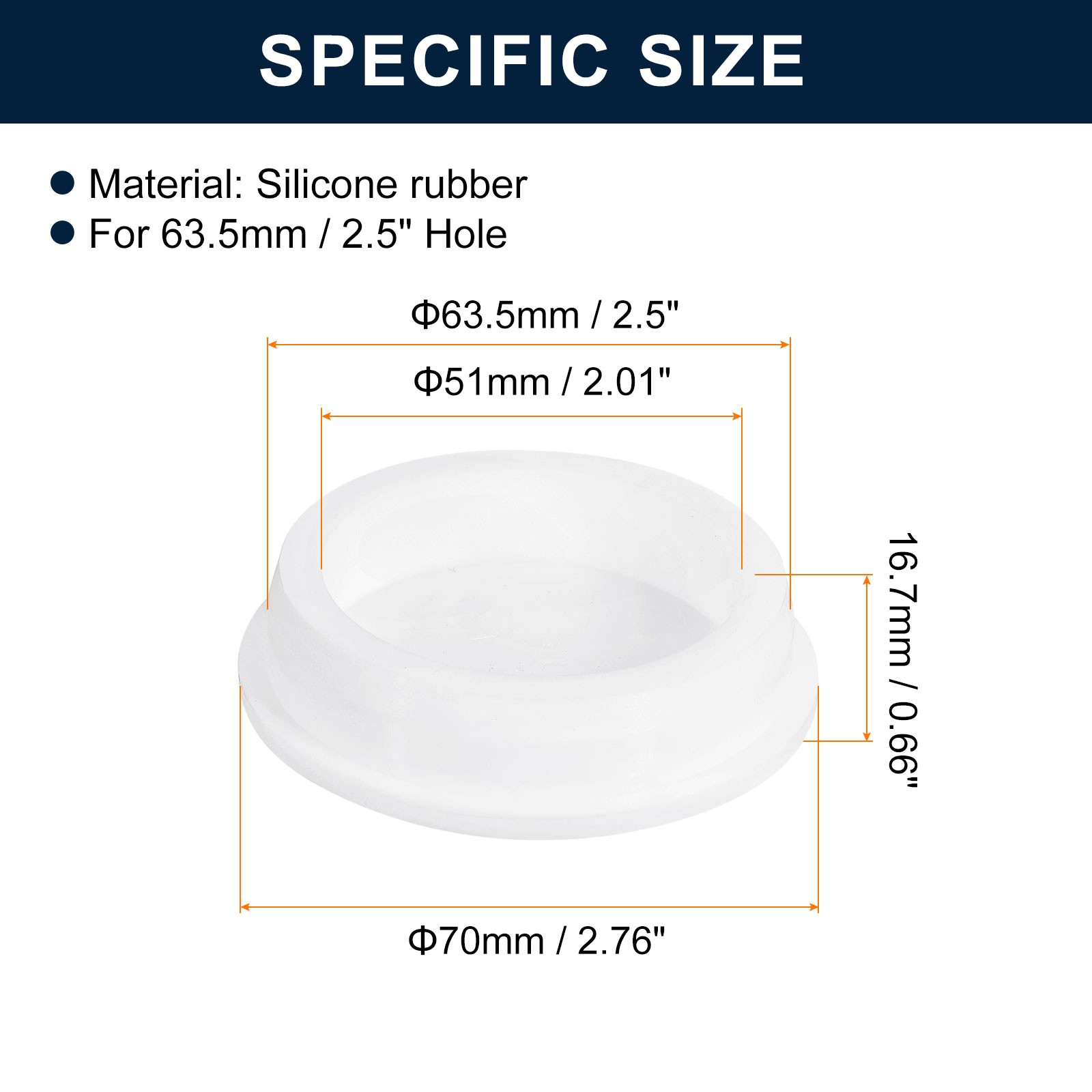 2Pcs White Plug Holes Rubber Button Plug for 62-63mm/2.44-2.48" Hole