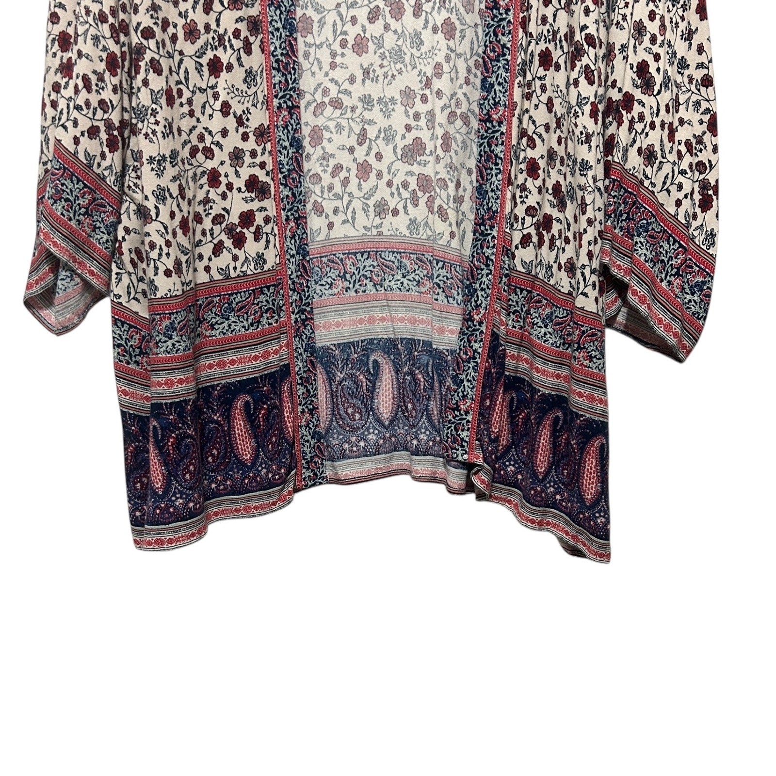 Knox Rose Womens Kimono XXL Cream Floral Paisley Boho Border Festival Hippie