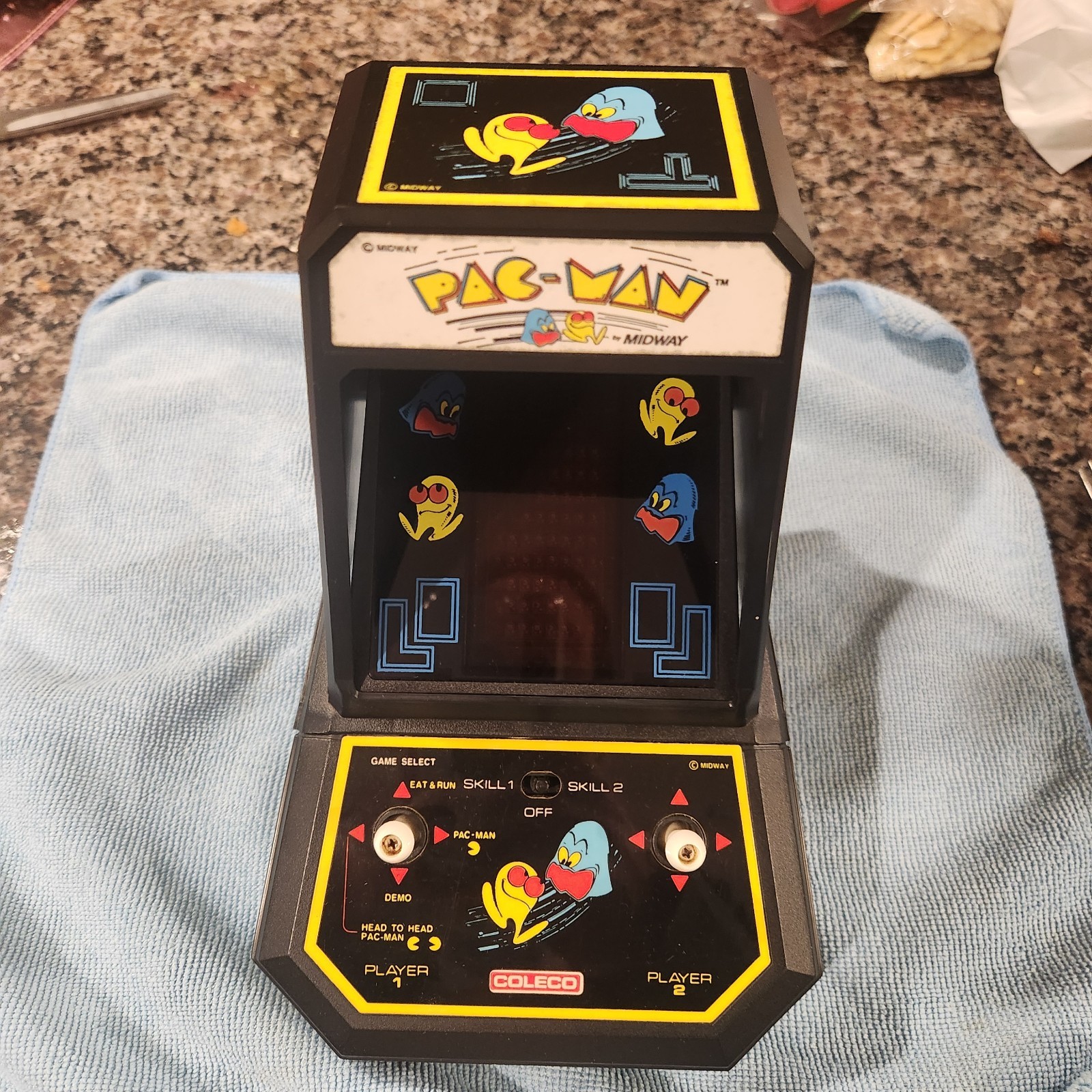 Vintage Pac-Man Mini-Arcade (Midway, Coleco) + box, manual, warranty card; Works
