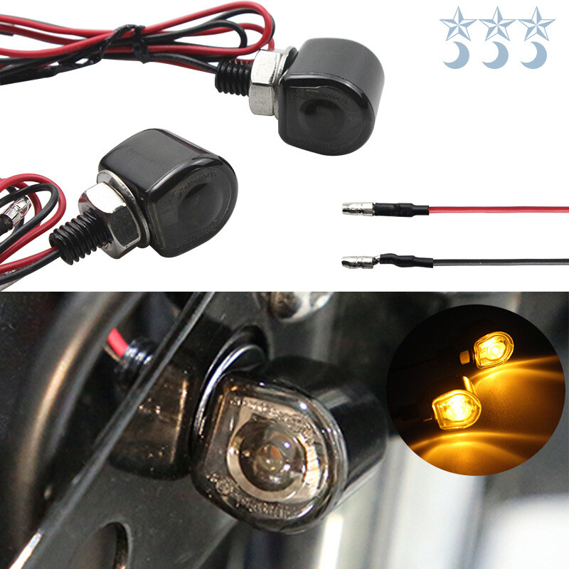Universal 2X LED Motorcycle Turn Signals Indicator Amber Blinker Light Mini Lamp