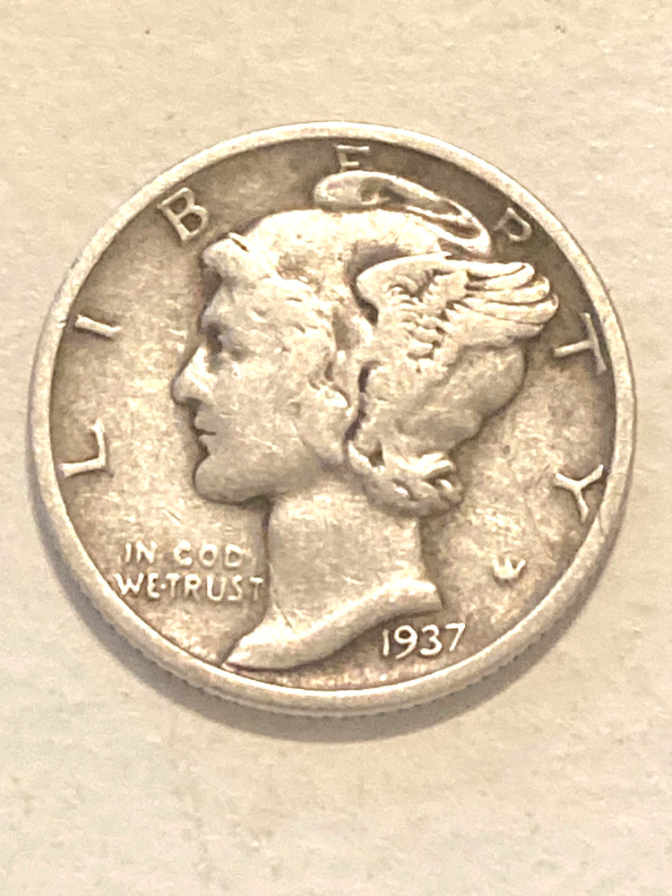 1937 D Silver Mercury Dime Nice