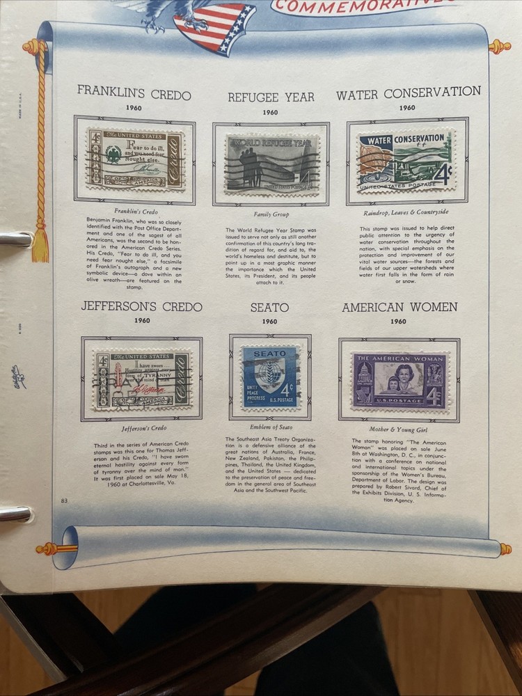 US Commemorative White Ace Album. 1959-1972. 400 Mostly Mint Stamps.