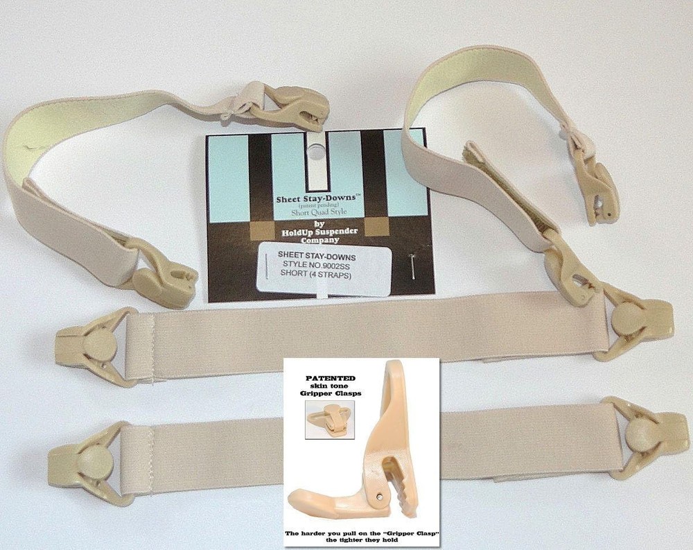 Holdup Short Quad Gripper Clasps for Fitted Sheets - Simple, Durable, Adjustable