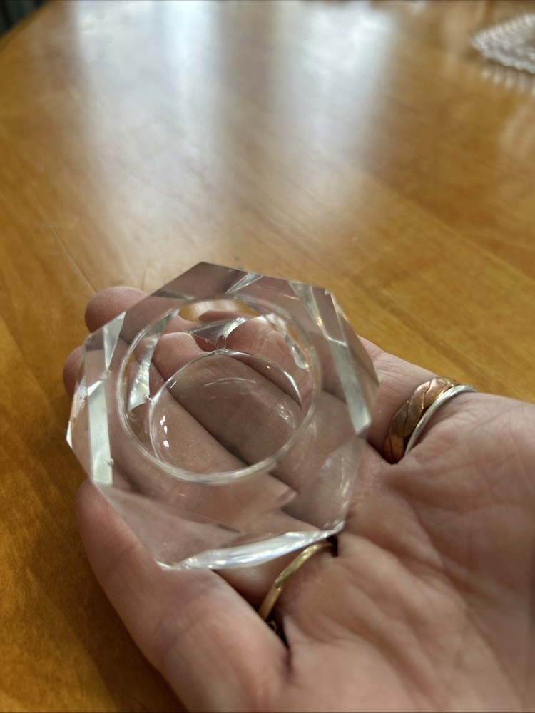 Hexagonal Crystal Salt Cellar Clear Faceted Heavy