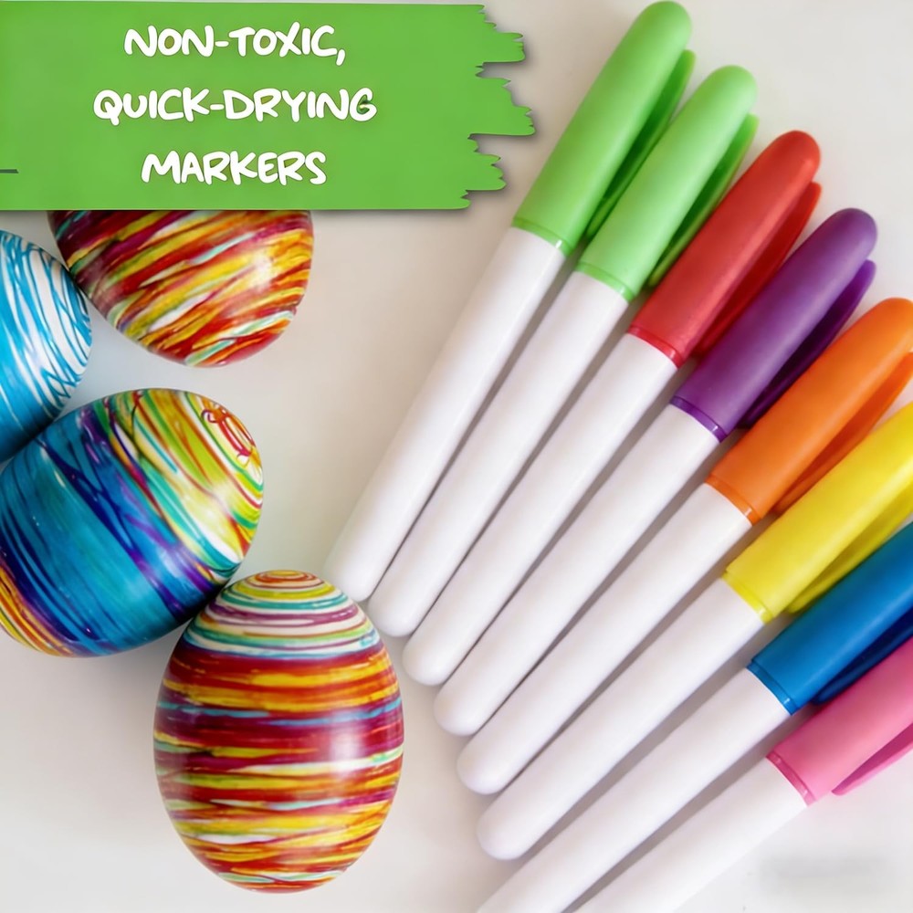 Zappido Easter Egg Decorating Kit for Kids, 10Pcs Cute Bunny Small, Green