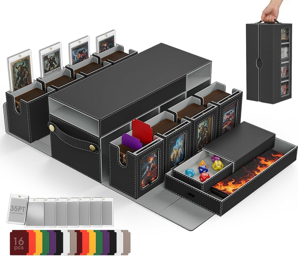 Commander Deck Box for MTG, 10 in 1 Card Deck Box with 8-Deck Modular Card Case