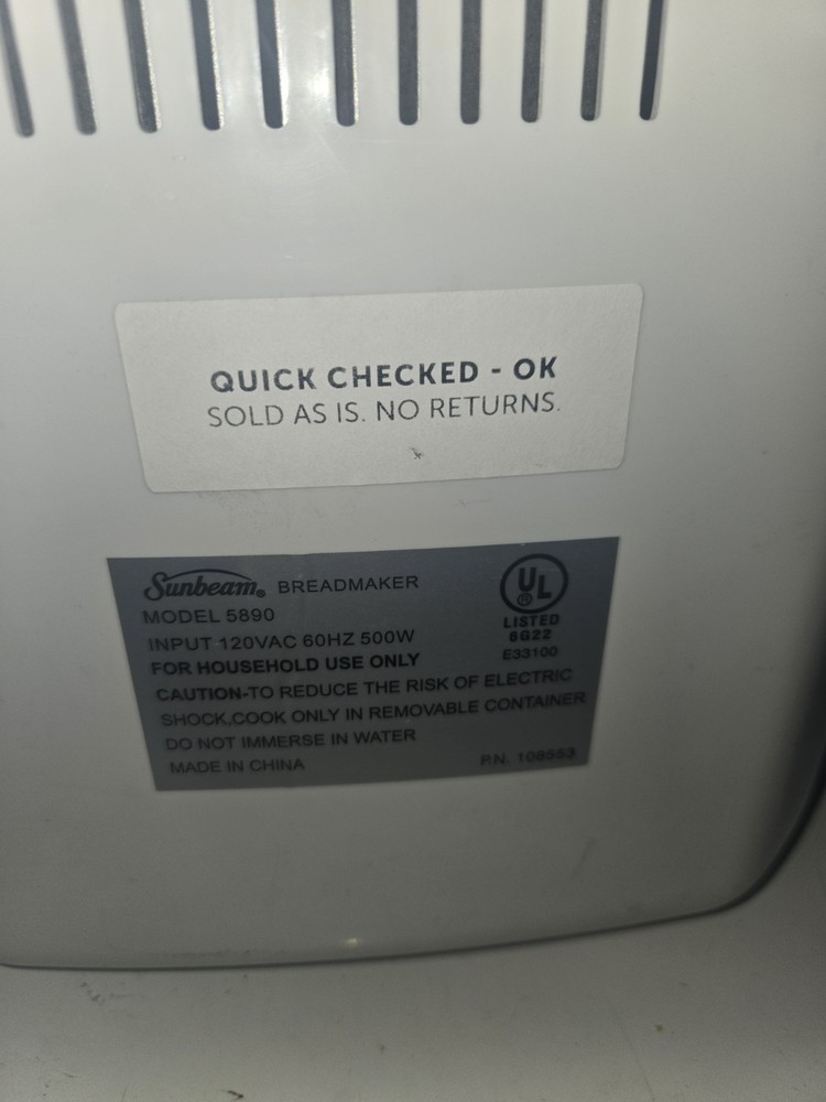 Sumbean 1.5 Lbs Bread Maker Model 5890