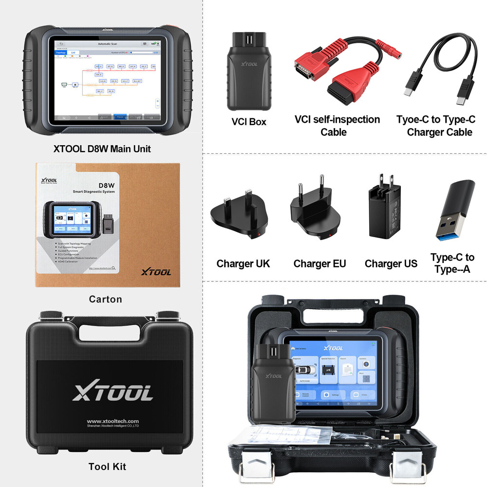 XTOOL D8W V2.0 Car Bidirectional Coding Scanner OBD2 Diagnostic Tool Full System
