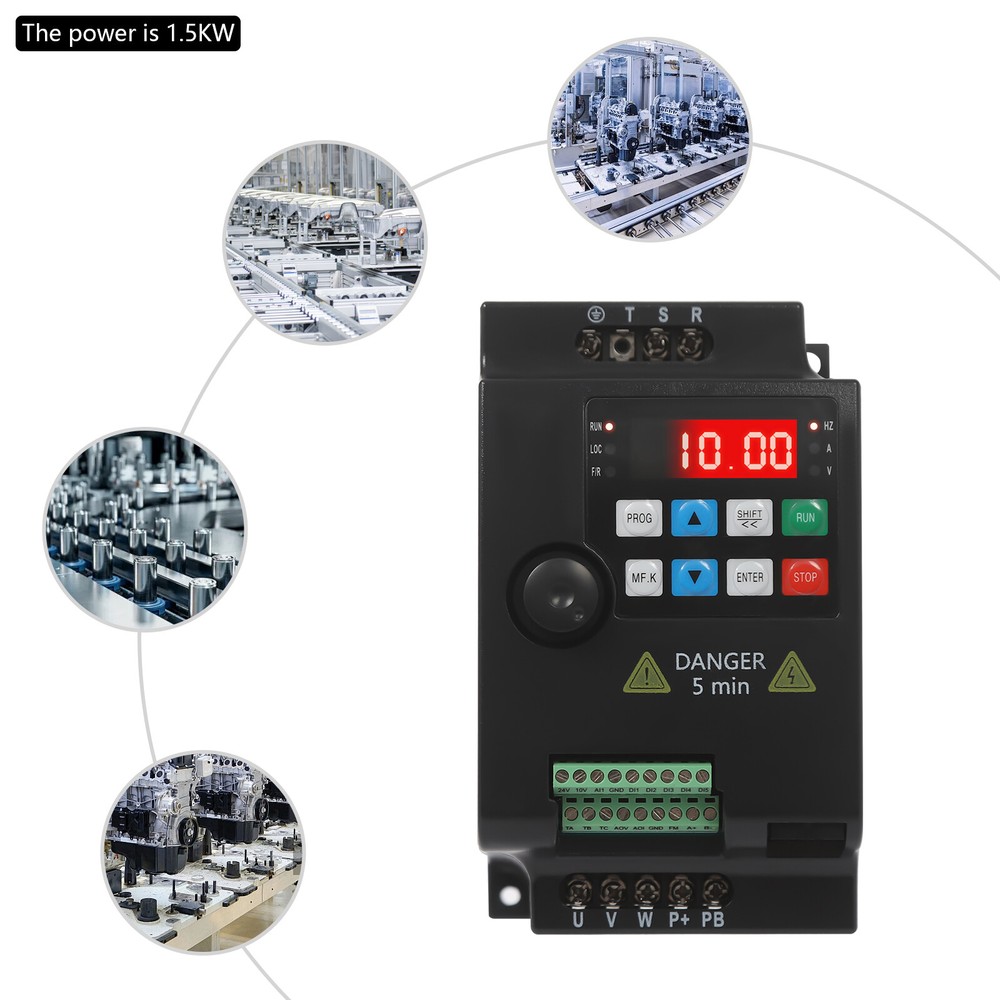 2 HP 3 Phase Motor Variable Frequency Drive VFD Speed Controller 220VAC 1.5KW 7A