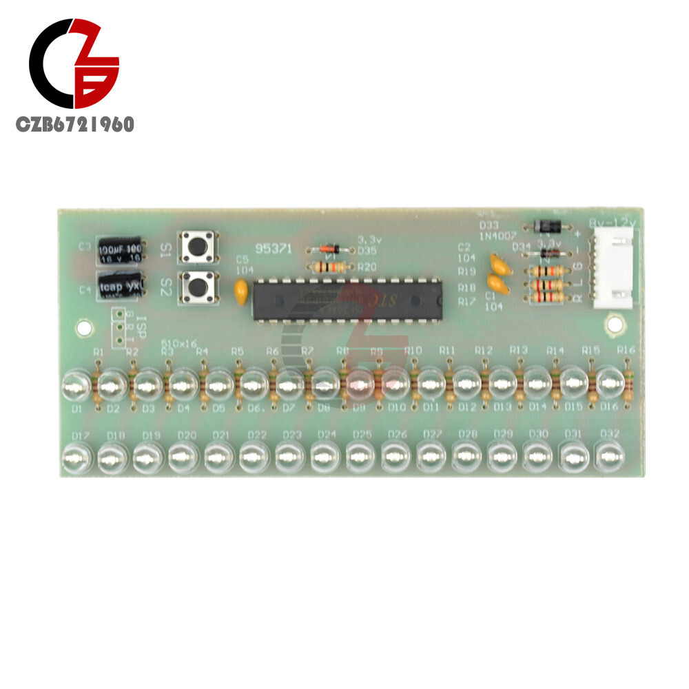 16 LED 2-Channel MCU Adjustable Display Pattern LED VU Meter Level Indicator