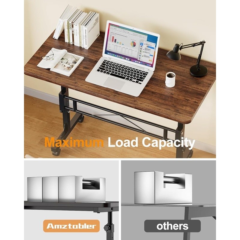 Adjustable Height Mobile Standing Desk W/ Wheels Compact Ergonomic Rolling Desk