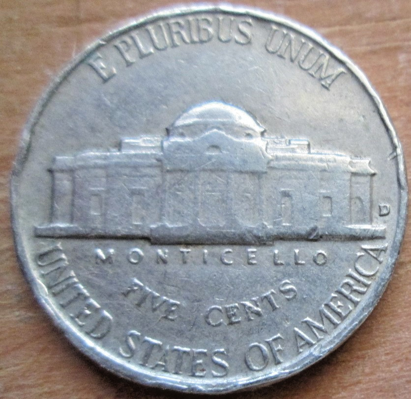 1960-D JEFFERSON, BAR ZERO DIE CHIP ERROR, VF/XF CONDITION, CIRCULATED