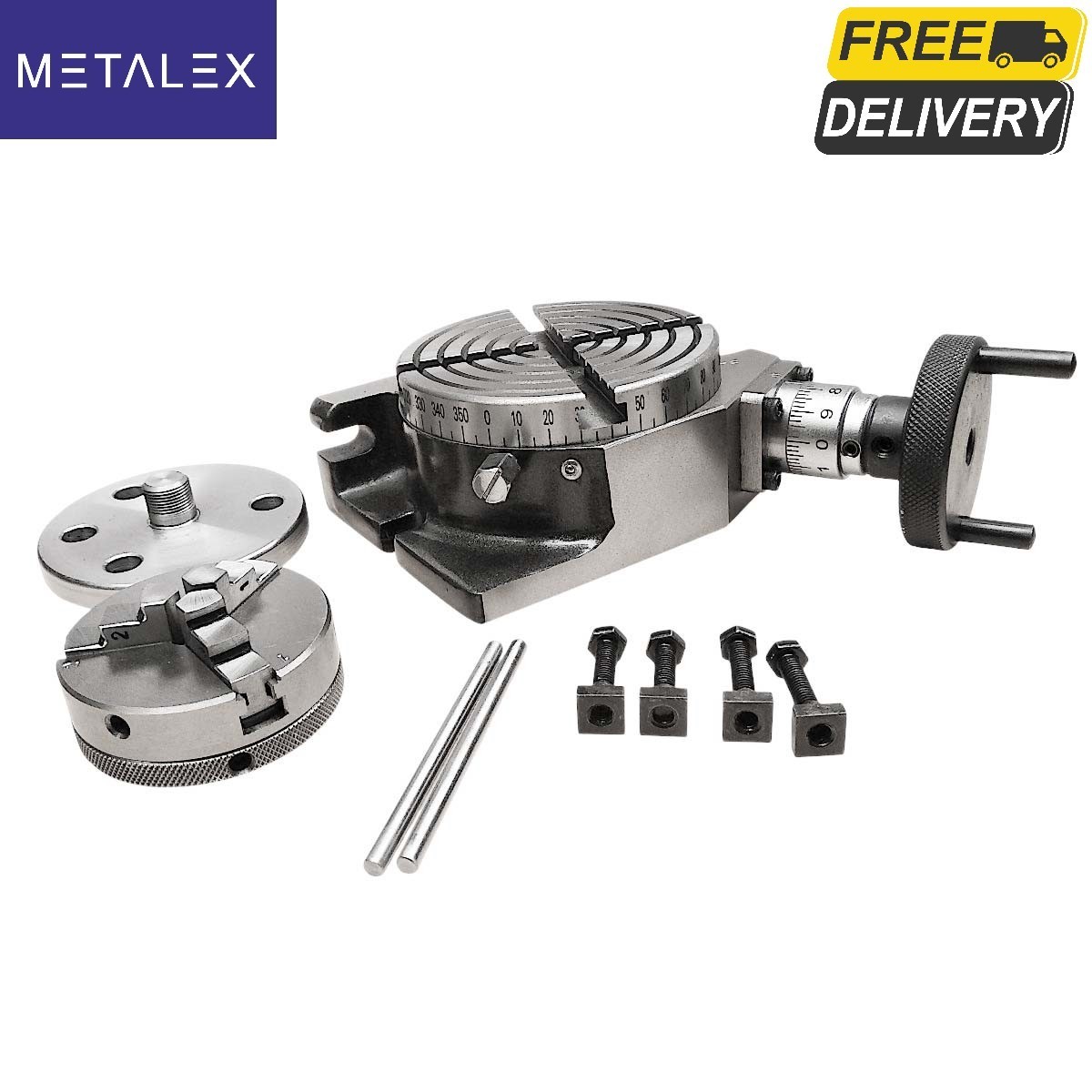 Rotary Table Horizontal And Vertical 4" 100mm + 65mm 3 Jaw Self Centering Chuck