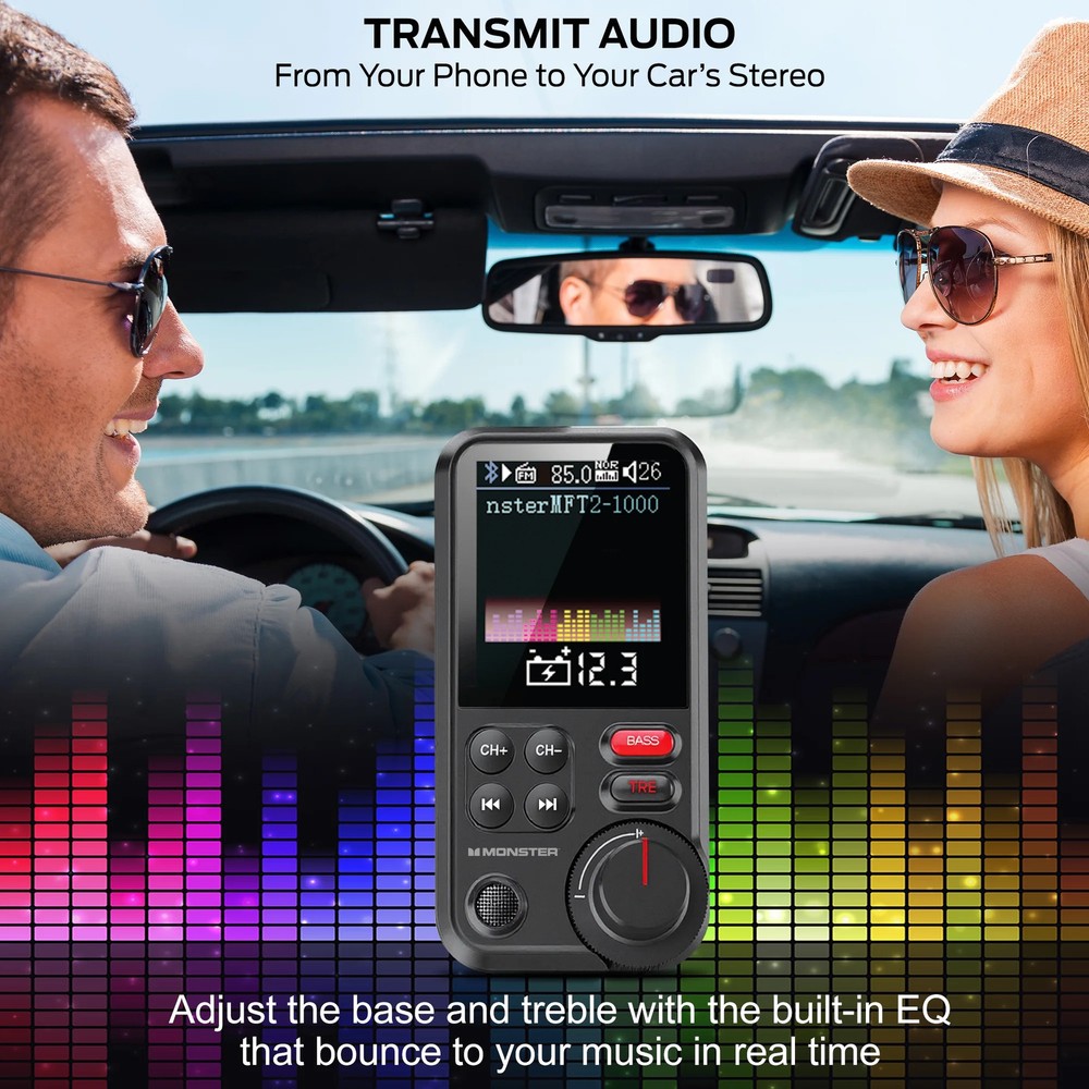 Monster 18W Bluetooth FM Transmitter with QC 3.0 Fast Charging, Hands-Free Calls