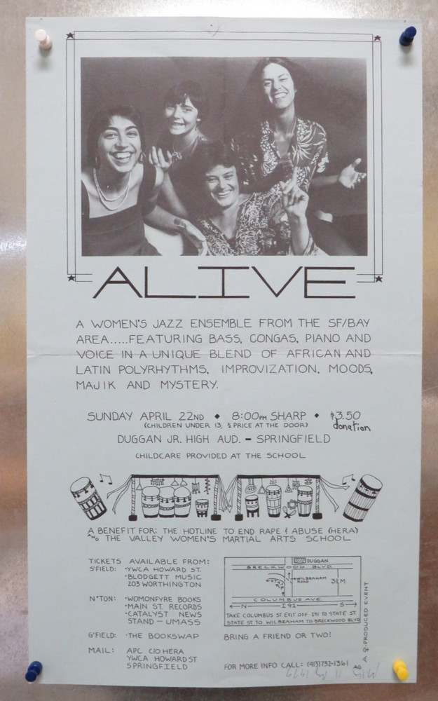 Folded Vintage Alive! Jazz Quintet Band Springfield MA Concert Show Flyer Poster