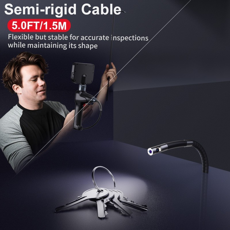 Ralcam 360° Dual Lens Borescope 5" Joystick 4 Ways Endoscope Inspection Camera