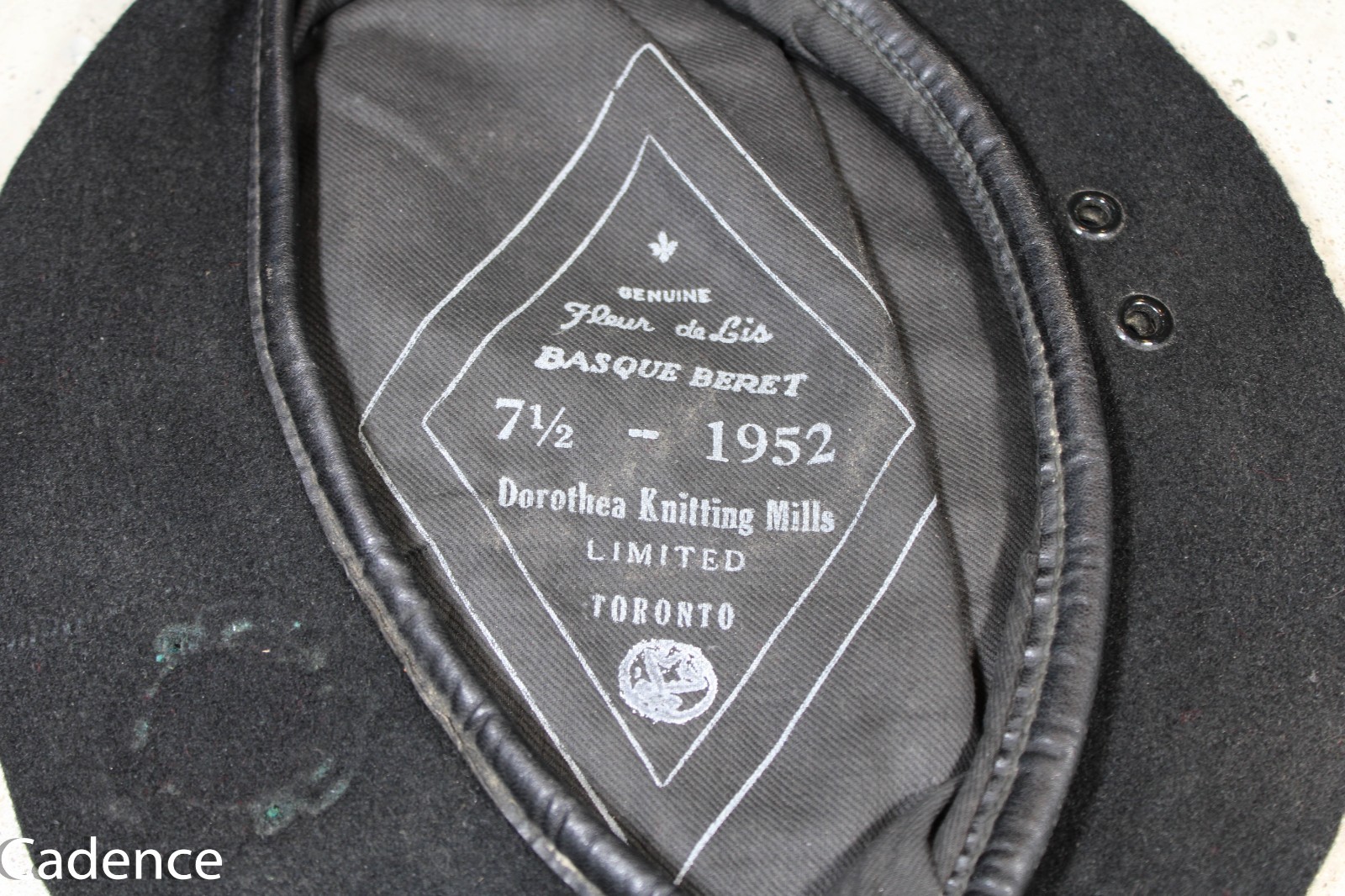 US Vietnam Black Ranger Beret Canadian Made Dated 1952 Huge 7 1/2 Worn S931