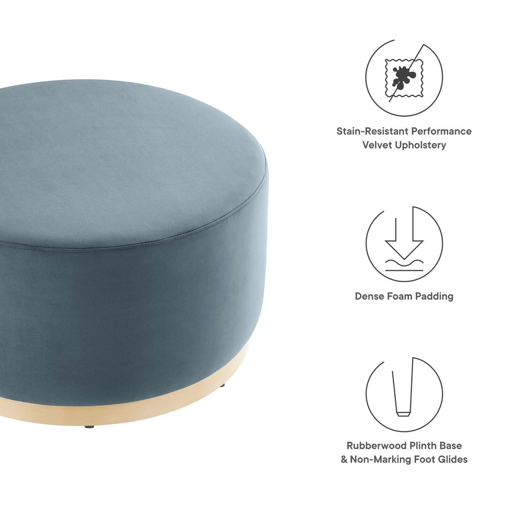 Modway Large 29" Round Performance Velvet Upholstered Ottoman