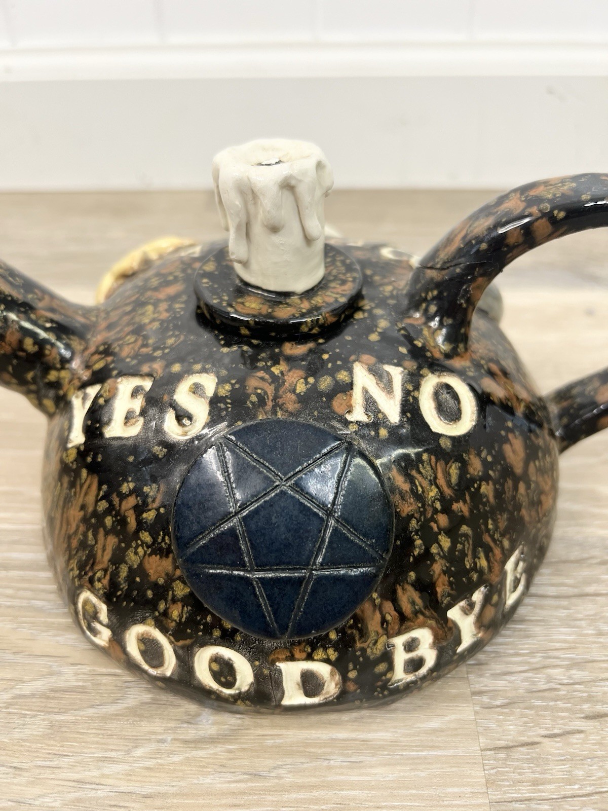 Quija Ceramic Teapot Decor Goth Tarot Witchy Planchette Pentagram Moon *Read