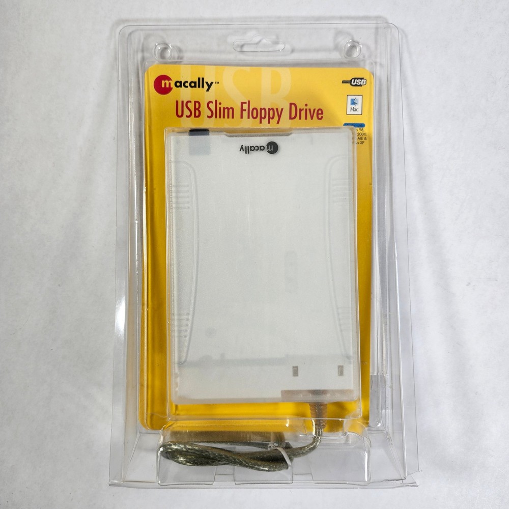 Macally USB Slim External Floppy Disk Drive for Mac & Windows 98 2000 XP NOS NEW