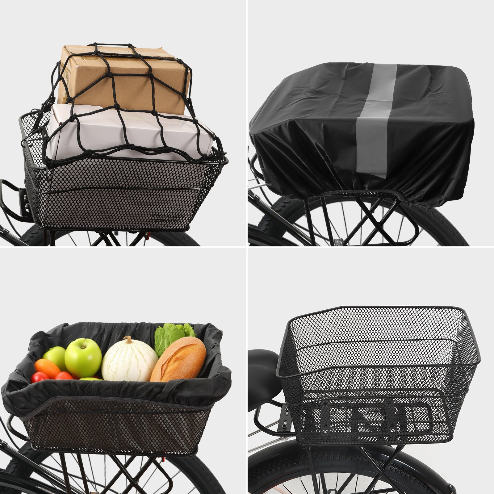 Rear Bike Rack with Basket, Aluminum Alloy Bike Back Rack, Universal Bicycle