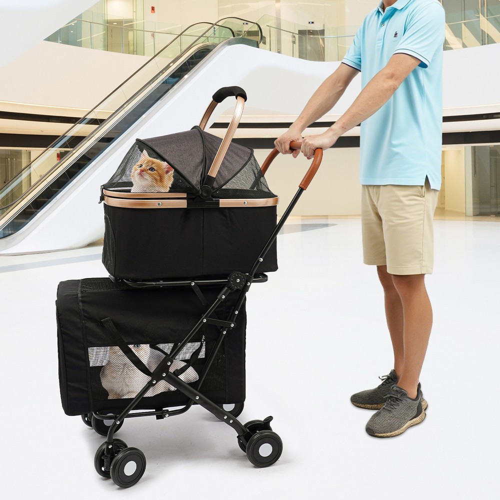 Dog & Cat Foldable Pet Stroller, Foldable Pet Stroller for Small & Medium Dogs