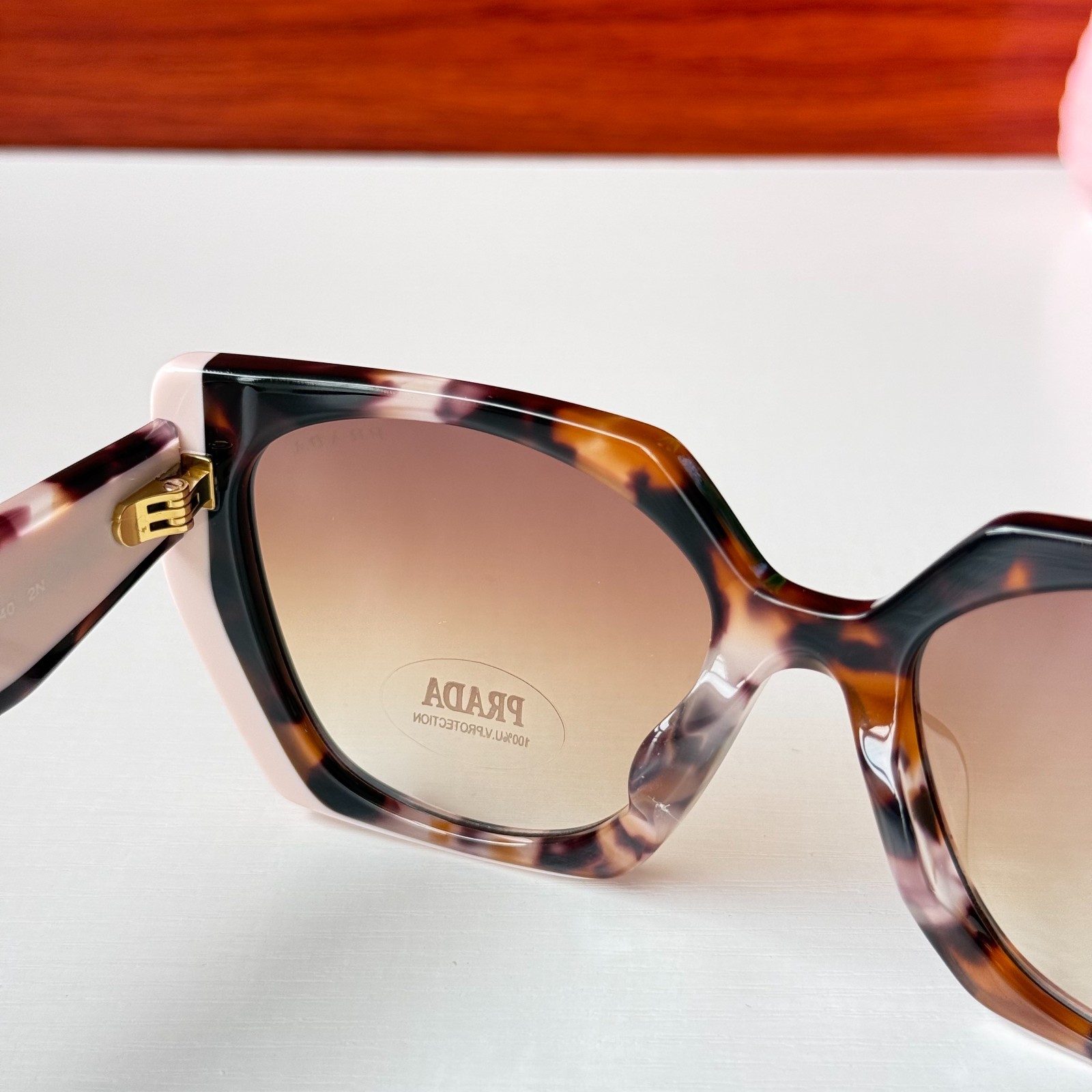 Prada SPR15W Tortoiseshell Pink Oversized Square 54-19-140 Sunglasses