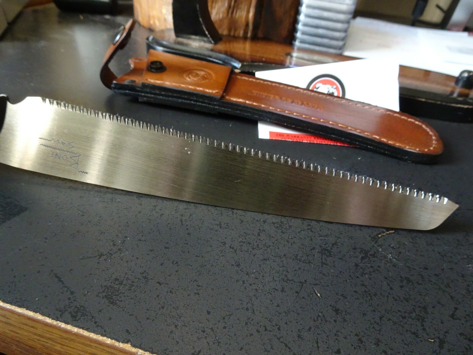 KNIVES OF ALASKA 13" BONE SAW SK5 STAINLESS BLADE NONSLIP HANDLE LEATHER SHEATH