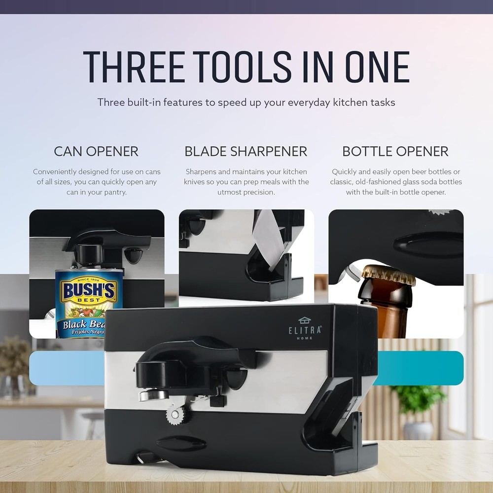 Automatic Under-Counter Can Opener with Blade Sharpener – Space-Saving Design