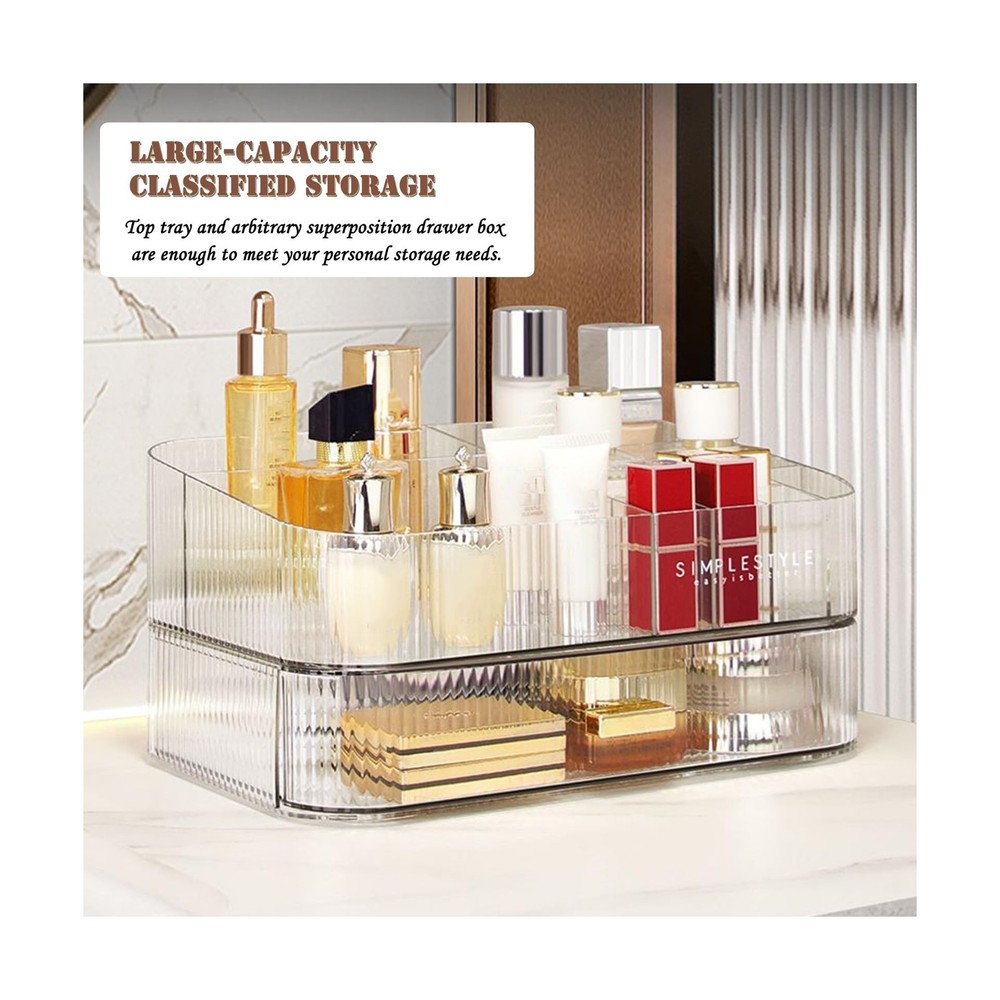 Makeup Organizer with Drawers, Stackable Cosmetics Organizer, Large Make Up O...