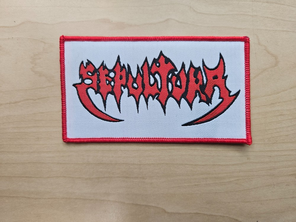 SEPULTURA, SEW ON RED BORDER WOVEN PATCH