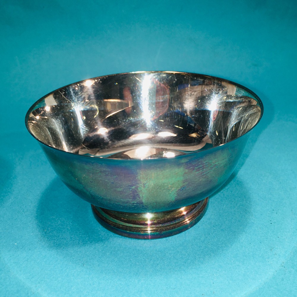 Newport Silverplate YB75 Deep Raspberry Ruby Red Glass Insert Rare Bowl 4 3/8"