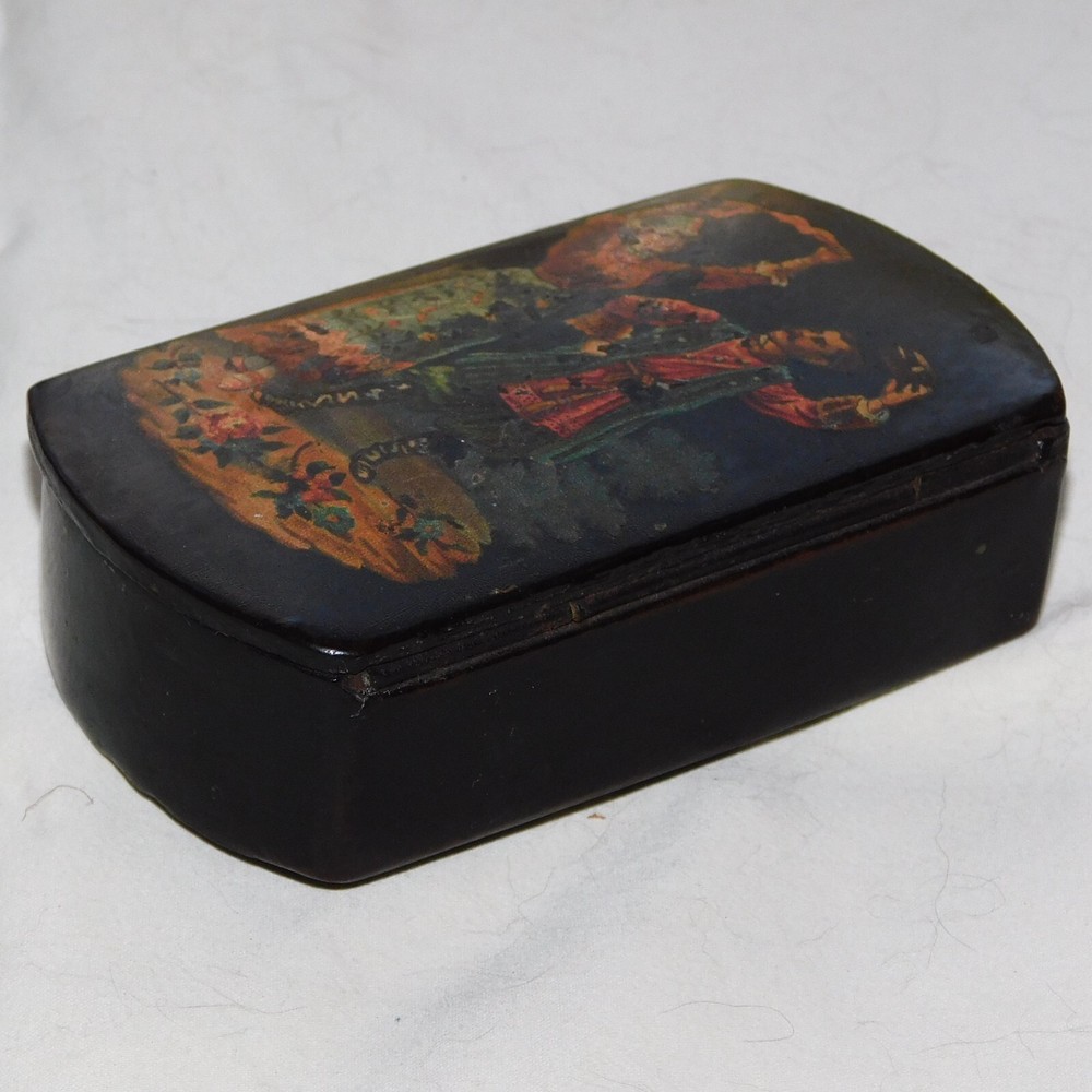 Two Antique Papier Mache Snuff Boxes