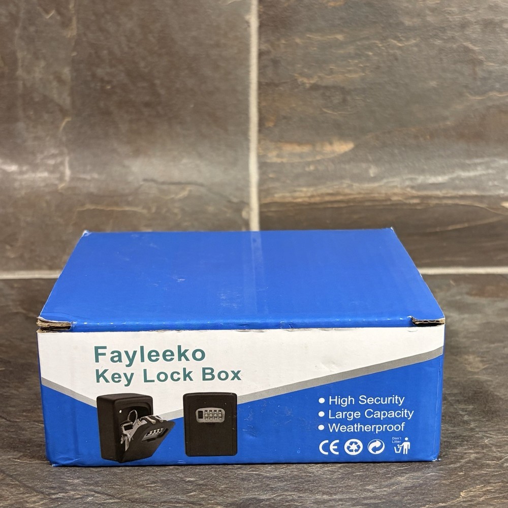 Fayleeko 4 Digit Combination Key Safe Lock Box - Black/Gray