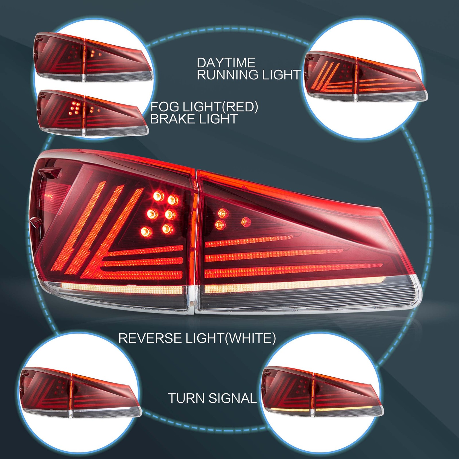 Tail lights Assembly Fit for Lexus IS 2nd Gen 2006-2012 Lexus IS250 IS350