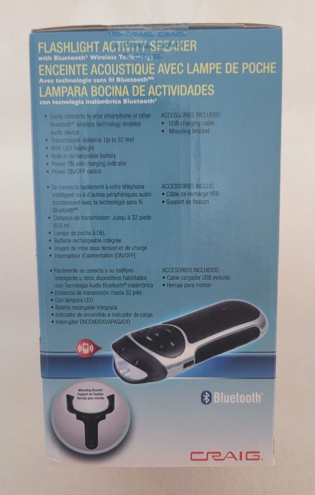Craig - Flashlight Activity Speaker Bluetooth Wireless Technology - NEW