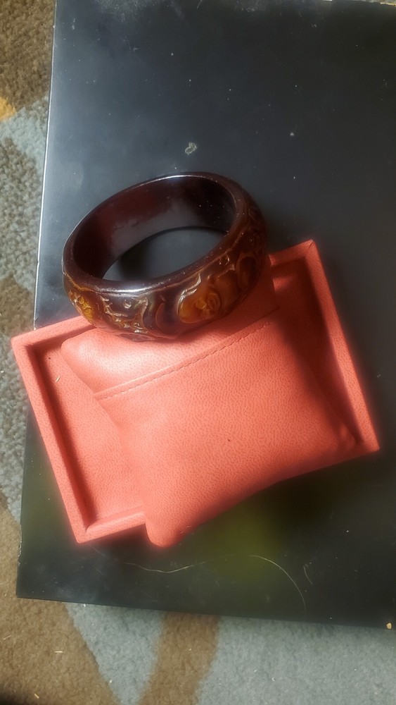 Rare Buddah bakelite carved bangle bracelet