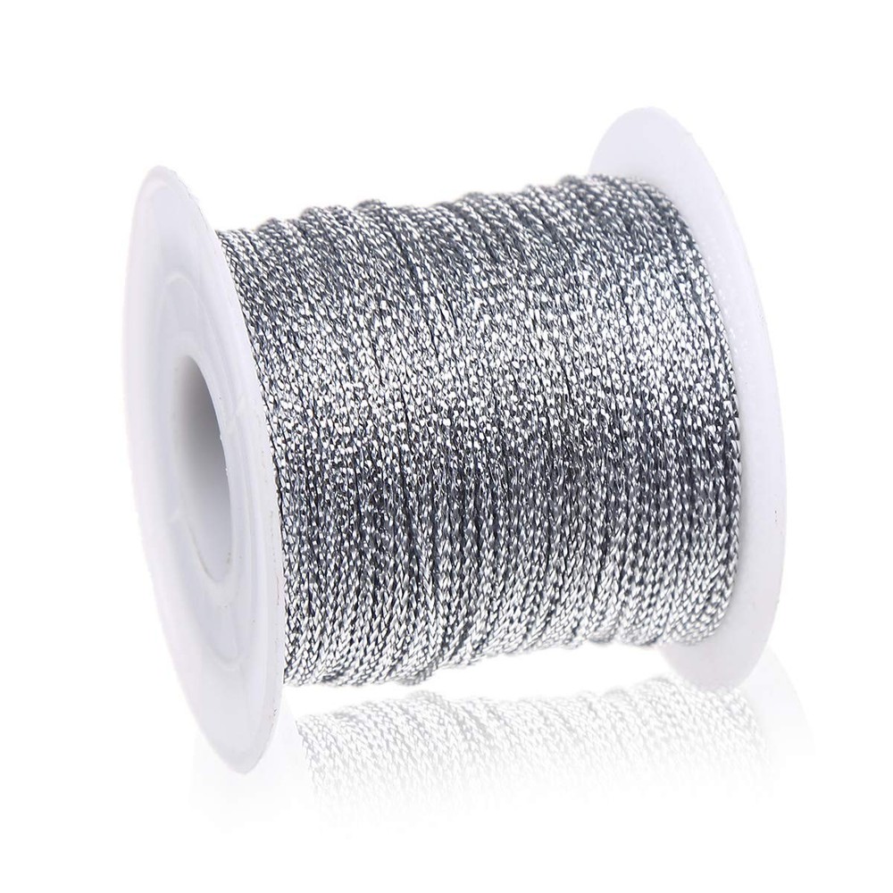 1mm Metallic Silver Cord String Non Stretch Thread for Jewelry Craft