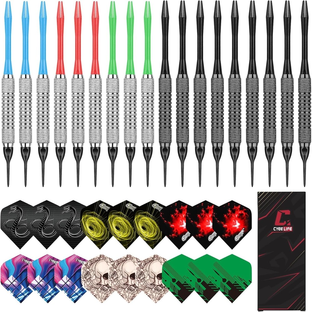 Darts Plastic Tip - 18pcs Soft Tip Darts Set for Electronic Dart Board