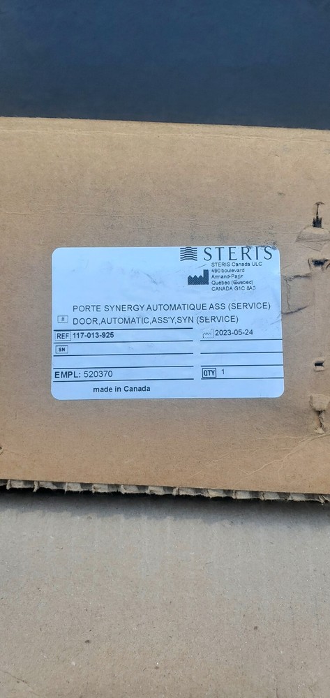 STERIS Sterilizer, Door, Automatic, Assy, Syn, Service. Ref# 117-013-925