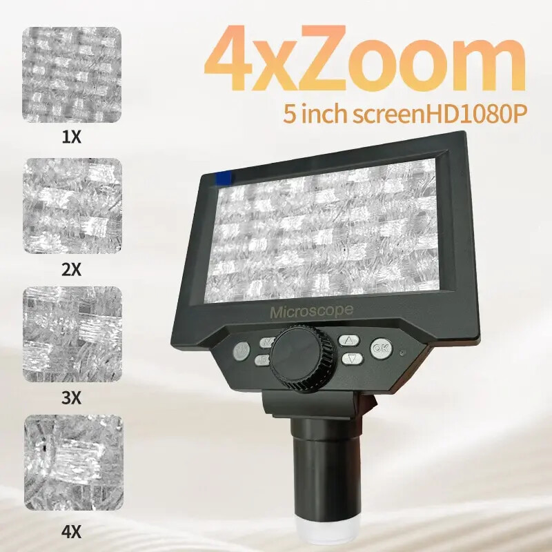 5.5" LCD Digital Microscope 1000X 1080P Coin Microscope Magnifier with Stand