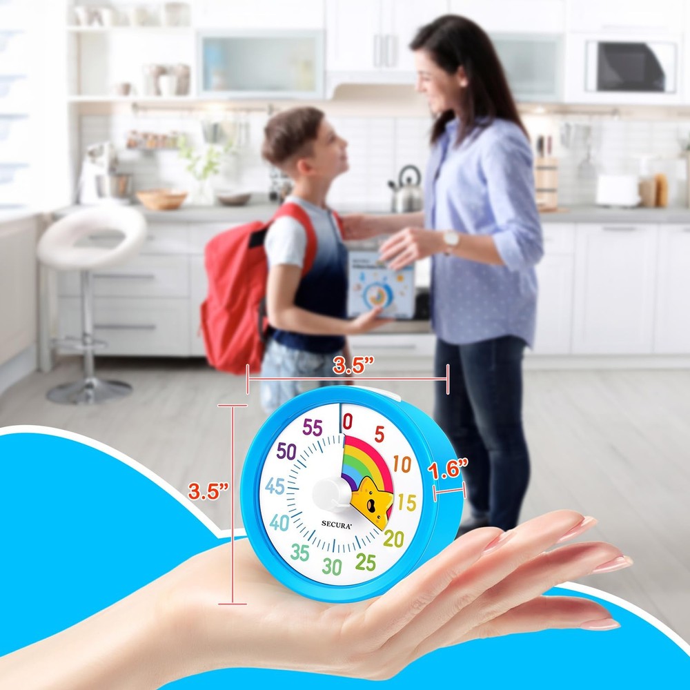 Secura 60Minute Visual Timer, Rainbow Classroom Timers for Kids, Time Clocks,...