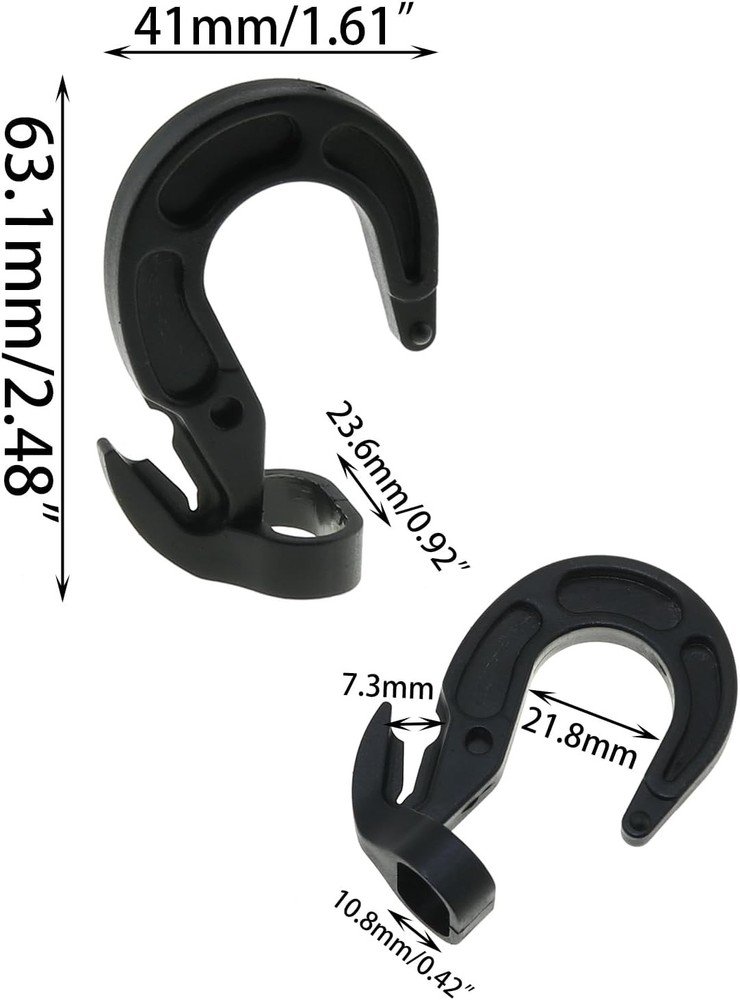 20PCS Black Plastic Adjustable Hooks Elastic Rope Binding Rope Hook Bungee Ro...