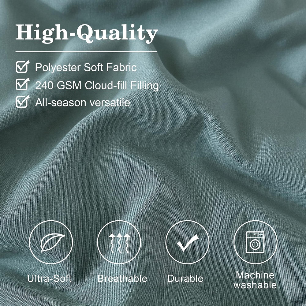 Comforter Set 7 Pieces Blue Green Solid 002 Monbix Queen Bedding Sets Comforters