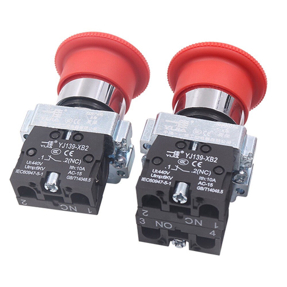 22mm E-STOP Switch Emergency Stop Push Button Switch Red Mushroom Head NO NC XB2
