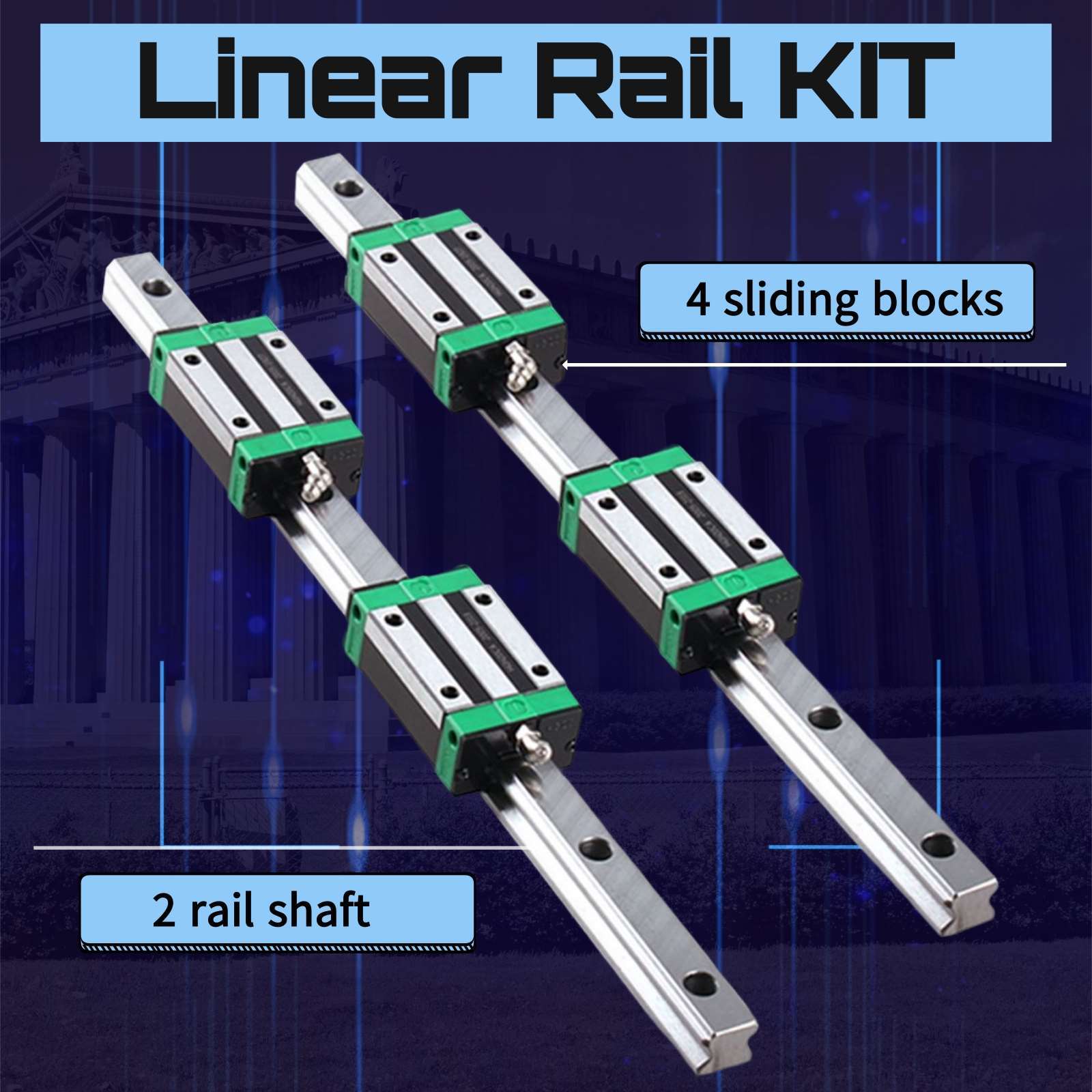 2PCS HGR15/HGR20/HGR25 Linear Guide Rail 200-2200mm+4PCS HGH15/20CA Slide Block