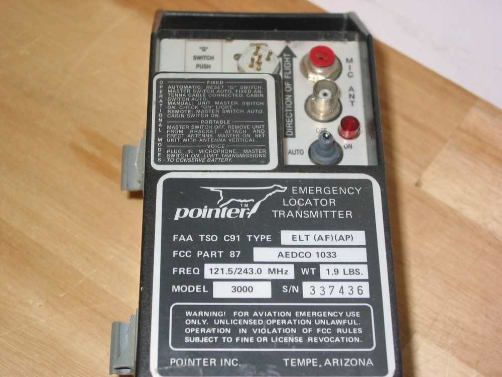 POINTER 3000 ELT EMERGENCY LOCATER TRANSMITTER