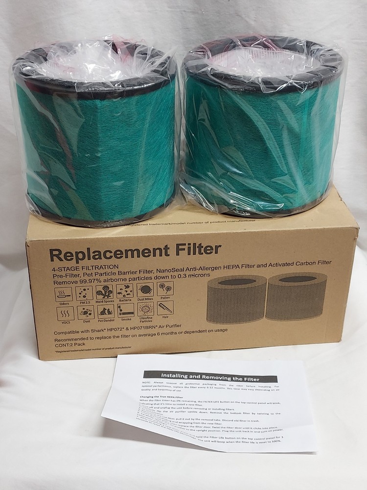 (2x) HP072 Filter Replacement Compatible with Shark Air Purifier HP071BRN