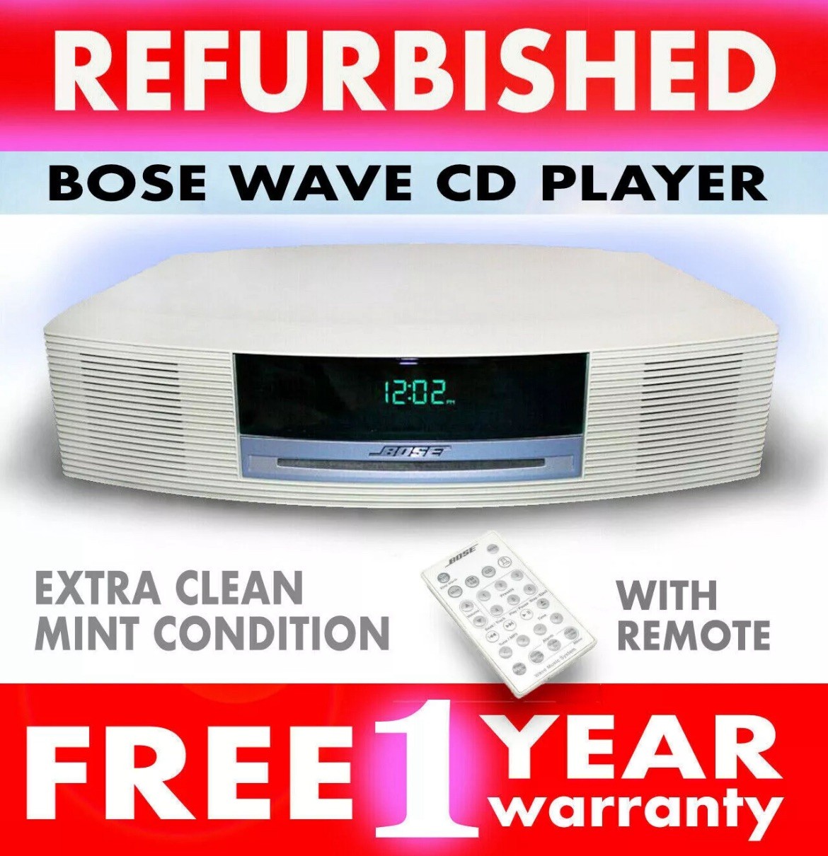 Refurbished Bose Wave Music System AM/FM Radio CD Player Cream White AWRCC2